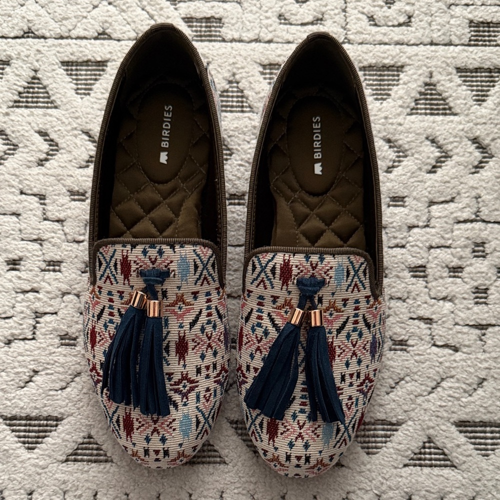Birdies Multicolor Patterned Loafers with Tassels